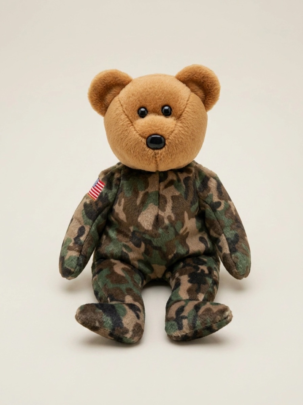 Plush Camouflage Teddy Bear - Brown Head, Camo Body
